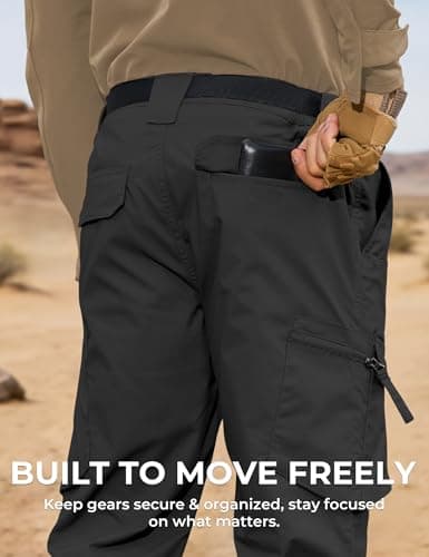 MOURCE Cargo Work Pants for Men Construction - Waterproof Tactical Pants for Men, Black 32L - Thumbnail 5