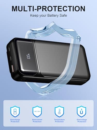 Power-Bank-Portable-Charger 49800mAh Portable Phone Charger Power Bank with 3 Built-in Cable(USB-C, iOS, USB-A), 22.5W Fast Charging LED Display External Battery Pack for iPhone Android Samsung, etc - Thumbnail 6