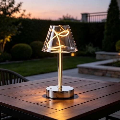 Unique Table Lamp Cordless Rechargeable, Minimalist Ambient Light