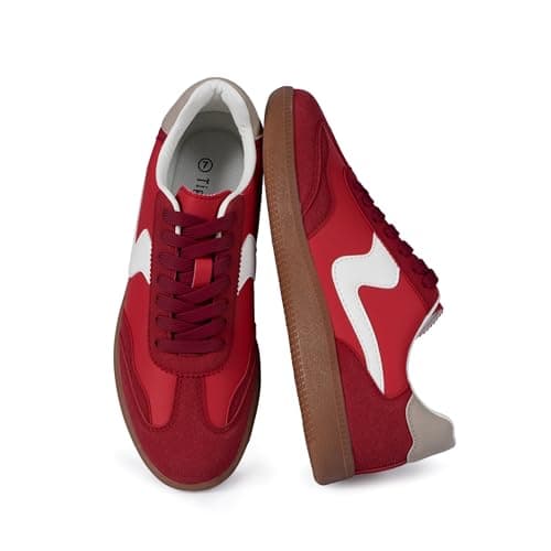Tigeridea Womens Sneakers Comfortable Casual Shoes for Women Lace up Slip on Red Tennis Shoes Women's Fashion Sneakers Size 7 - Image 1