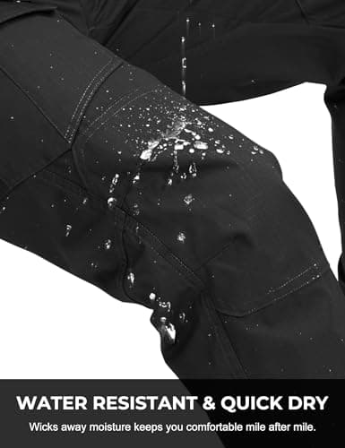 MOURCE Ripstop Tactical Pants for Men Water Resistant Quick Dry BDU Cargo Pants with 7 Large Pockets Breathable Black L 30" - Thumbnail 3