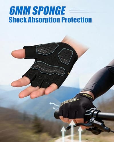 Cycling Gloves for Men/Women Bike Gloves -[6MM Gel Pad] Half Finger with Shock-Absorbing, Anti-Slip for Cycling, Workout, Gym, Training, Weight Lifting, Outdoor, Dirt Bike, Mountain Bike, Riding,Gym - Thumbnail 3
