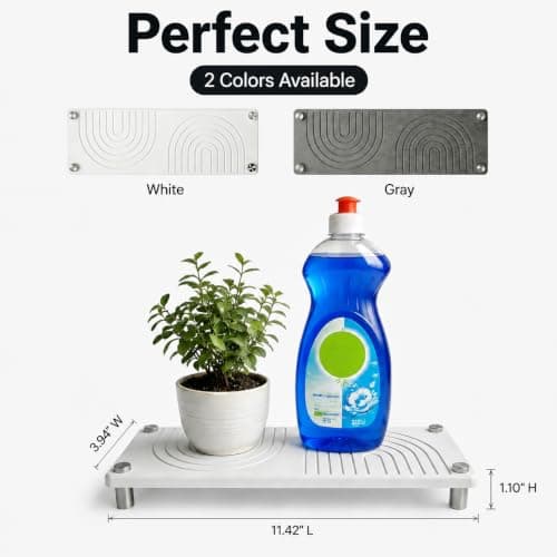 Diatomite Sink Tray - Zen Design Bathroom Counter Tray for Soap, Toothbrush & Skincare, Water Absorbing Stone Tray for Sink Fast Drying and Non-Slip (White) - Thumbnail 5