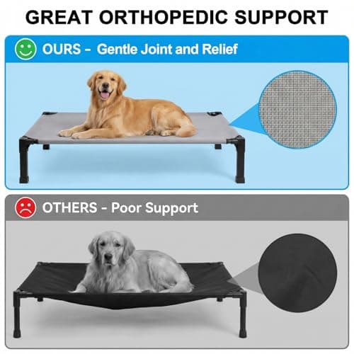 Elevated Dog Bed Raised Cooling Dog Cot for Large Dogs, Portable Indoor & Outdoor Pet Bed with No-Slip Feets Breathable Mesh Pet Bed for Camping Outdoor - Thumbnail 3