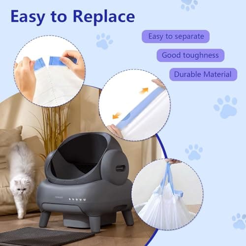 120 Count Cat Litter Box Bags for Neakasa and PetPivot Open Self-Cleaning Cat Litter Boxes, Extra Thick Heavy Duty Liners Replacement, Unscented, 27" x 13", Holds 22 lbs - Thumbnail 6