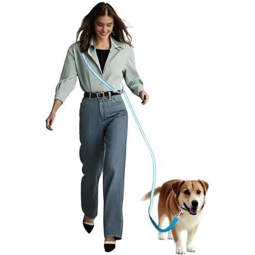 AIRUIDOG Hands Free Dog Leash, 4.25FT - 9FT Multifunctional Crossbody Waist Leash for Dogs Walking Reflective Running Dog Leashs for Medium and Large Dogs Walking,Jogging,Running,Training (Blue)