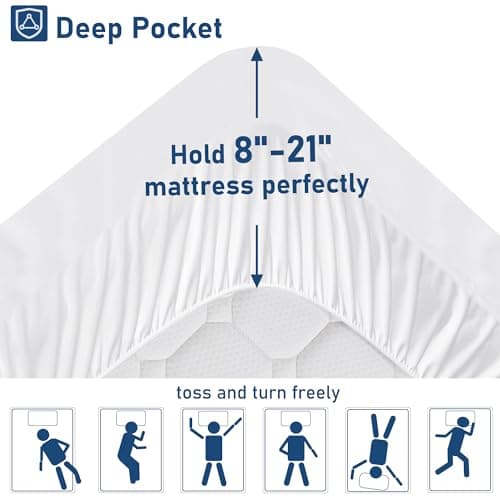 Full Mattress Topper Extra Thick Pillowtop Cooling Mattress Topper Plush Mattress Pad Cover Protector with 8-21 Inch Deep Pocket 3D Snow Down Alternative Fill White - Thumbnail 5