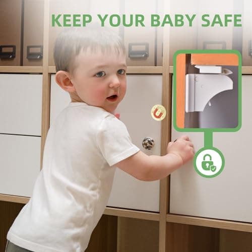20 Pack Vkania Magnetic Cabinet Locks Child Safety with 2 Keys - Baby Proof Adhesive Latches for Kitchen Cabinets & Drawers, No Drilling Easy Installation (20 Locks + 2 Keys) - Thumbnail 5