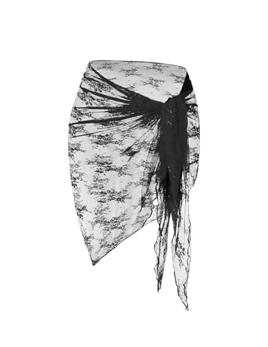 ZAFUL Women's Long Sarongs Beach Bikini Wrap Skirt High Waist Swimwear Cover Ups Bottom Black One Size - Image 1