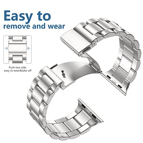 Lerobo Metal Band Compatible With Apple Watch Bands Series 3/2/1 38mm,Classic Stainless Steel Metal Strap for iWtach with 2 Pack Screen Protector Cases for Apple Watch Series 3 2 1 Men Women - Thumbnail 3