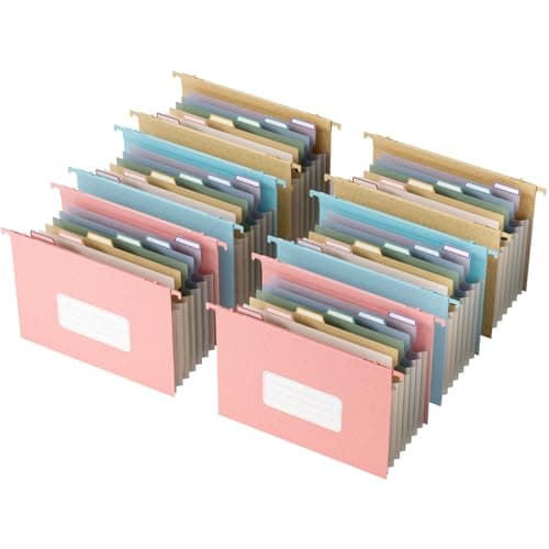 EcoStash Wheat Straw Expanding Hanging File Folders, 3 Color File Organizer, 1.2" Accordion Pockets, Large Capacity, Letter Size for Filing Cabinet, 100% BPA Free, Return to Nature, Healthy Living-6 - Image 1