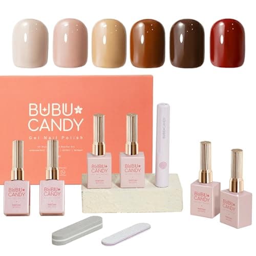 BUBU CANDY Gel Nail Polish Set 15ML 6Pcs(Texture Nude,Coffee,Brown,Chocolate,Redwine,Thick cocoa), Hema free, Soak Off UV LED Nail Gel Kit for Winter Nude DIY Manicure - Image 1
