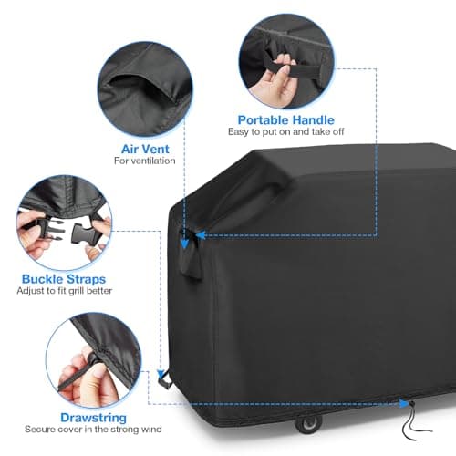 Jungda Grill Cover for Blackstone Culinary 30" Griddle 1901 1934 2092 2163, Heavy Duty Cover for Blackstone 28" ProSeries Griddle 1785 1855 1858 1886 1962 2007 2080 2152 2342-62x25x35 Inch - Thumbnail 5