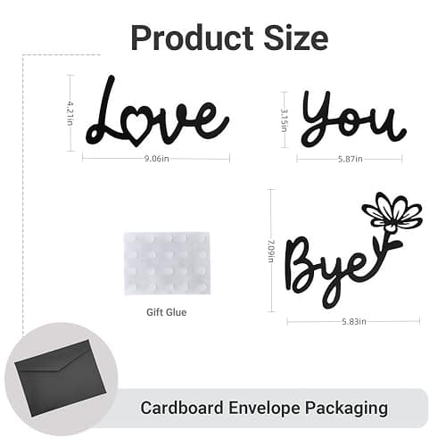 Metal Decor Love You Bye Sign Above Door，FAMCHAINS 23"x7" Door Topper Express Love and Warm for Family Home, Waterproof Entryway Hallway Wall Art Decor - Thumbnail 2