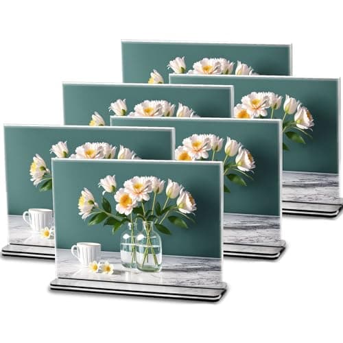 vilkok 12x8 Acrylic Sign Holder, 6 Pack Horizontal Table Menu Stand, Double-Sided Clear Display for Retail, Restaurants, Weddings - Image 1