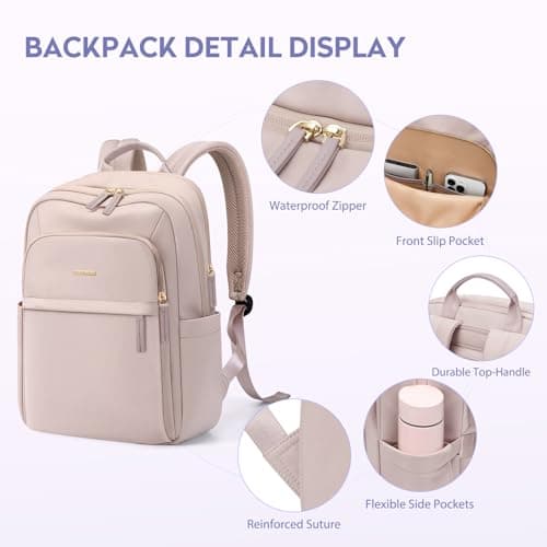 GOLF QUALITY Hiking Travel Backpack for Women Casual Business Weekender Multilayer Laptop Bag,16 Inch,Pink - Thumbnail 4