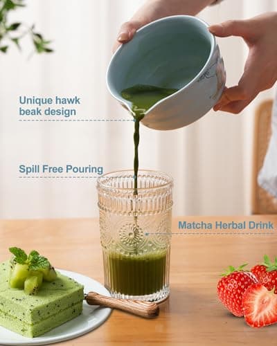 Matcha Whisk Set, Japanese Matcha Kit Set 7-Pcs with Matcha Bowl (Chawan), Matcha Whisk and Holder, Bamboo Scoop, Scoop Rest, Sifter and Tea Towel - Authentic Tea Ceremony Tools for Tea Lovers(Blue) - Thumbnail 5