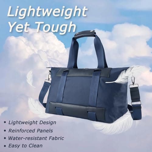 U+U Duffle Bag for Gym and Travel, Carry On Personal Item with Padded Laptop Sleeve, Water Resistant Weekender Overnight Bag (Dark Blue) - Thumbnail 6