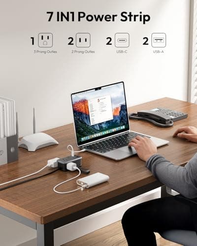 NTONPOWER GAN Ultra 65W USB Fast Charging Station, 7 in 1 Travel Power Strip with 3 Outlets 4 USB (2 USB C), Extension Cord 4ft, Travel Essentials, Cruise Power Strip Compatible with MacBook, iPhone - Thumbnail 3