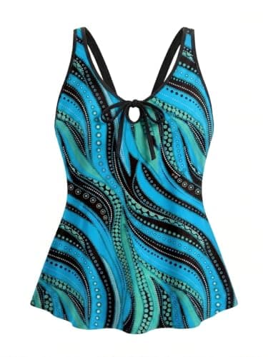 SOTHEA Plus Size Tankini Tops for Women Only Cutout Bowtie Womens Bathing Suits Full Coverage Bathing Suit Top 2026 No Bottom - Image 1