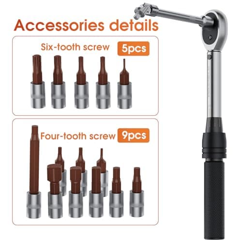 DSBYKJ 17 Piece Small Torque Wrench Set (5-30nm), 1/4" Drive Click, 72 Teeth Bidirectional Torque Wrench, ±3% Accuracy，Professional Tool Set for Bicycles and Motorcycles - Thumbnail 2