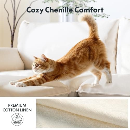 FLEXISPOT SF6 L-Shaped Cloud Sectional Couch with Storage Ottoman, 3-Seater Modular Sectional Sofa, 100.4" Wide Comfy Upholstered Sofa Couch for Living Room Apartment, Chenille White - Thumbnail 5