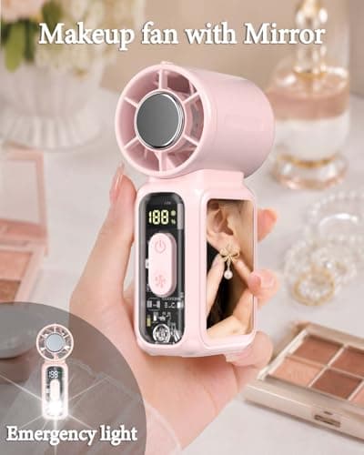 W & O Portable Handheld Mini Fan with Semiconductor Cooling,Speed (1-199) Personal Turbo Fan 4300mAh Rechargeable,Powerful 20000RPM Pocket Hand Fans for Travel/Makeup/Outdoor/Home (Pink ICE) - Thumbnail 3