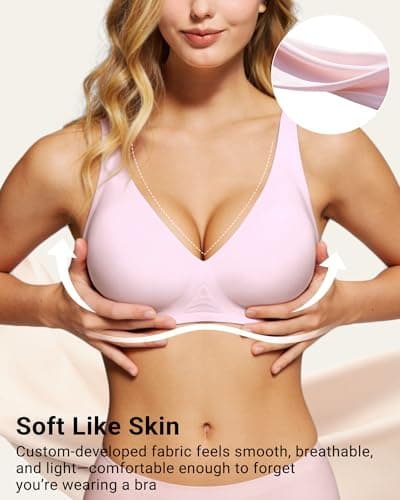 As Fairy Seamless Wireless Bra for Women Soft Support Bra with Lift Comfortable T-Shirt Bra for Daily Wear(Pink 40C) - Thumbnail 2