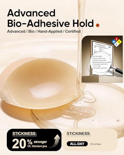 Easybunny Adhesive Strapless Bra Push Up for Women Invisible Breathable Fabric Reusable for Backless Dress & Pasties Kit - Thumbnail 5