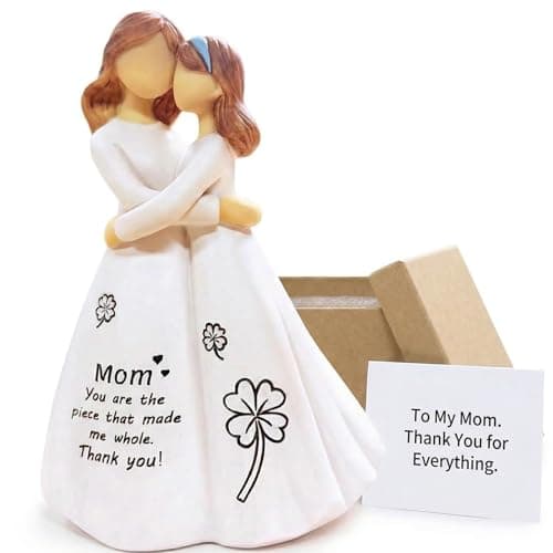 VDOR Mother Daughter Figurine for Mom: Hand-Painted Resin Statue Engraved “You Made Me Whole” – Treasured by Moms for 10 Years – Sentimental Gift for Mother’s Day or Birthday - Image 1