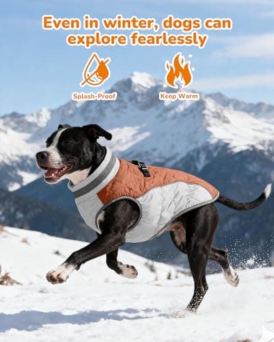 Aokown Dog Winter Coat for Small Dogs, Adjustable Puppy Warm Jackets in Cold Weather, Reflective Pet Fleece Vest with External Attachment Points, Zippered Cold-Weather Dog Winter Clothes, S Brown - Thumbnail 3