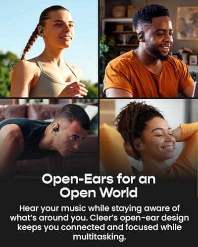 Cleer ARC 5 Open-Ear Headphones with Dolby Atmos & THX Spacial Audio – Smart Case with Touchscreen, 60H Battery, Bluetooth 5.4 Multipoint, IPX7 Waterproof Wireless Earbuds for Running & Workouts,Black - Thumbnail 6