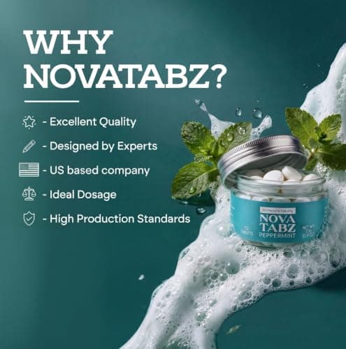 NovaTabz Nano-Hydroxyapatite (n-Ha) Toothpaste Tablets – Fluoride-Free, SLS-Free, Plastic-Free – Peppermint Chewable Tabs, Enamel Care, Gentle for Sensitive Mouths – Vegan, 62 Count - Thumbnail 2