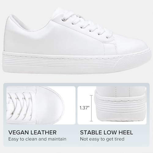 Vepose Women's Fashion Walking Sneakers, Comfortable Tennis Lace up Slip On 8012A Shoes, Size 9M US(CJY8012A White 09) - Thumbnail 5