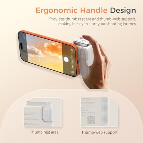 COMITOK Phone Camera Grip MOCA ARCO for Video Recording with Thumb Rest Area Design for iPhone Pro Max, with Enhanced Phone Mount & Detachable Remote for Easy Shooting, Video Call, Support iOS17/18/26 - Thumbnail 2