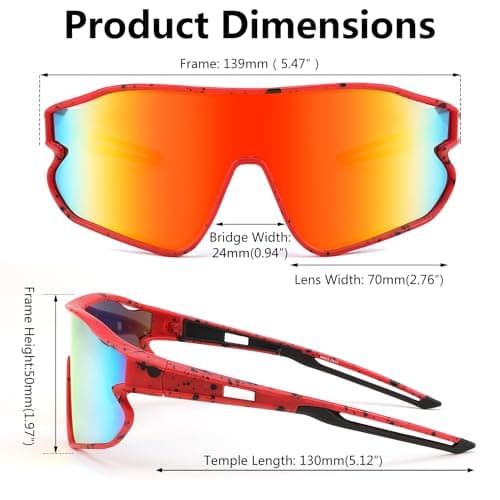 FEISEDY Unisex Youth Sunglasses, Teens Baseball Tennis Sunglasses, UV400 Sports Boys Girls Cycling Shades B4064 - Thumbnail 6