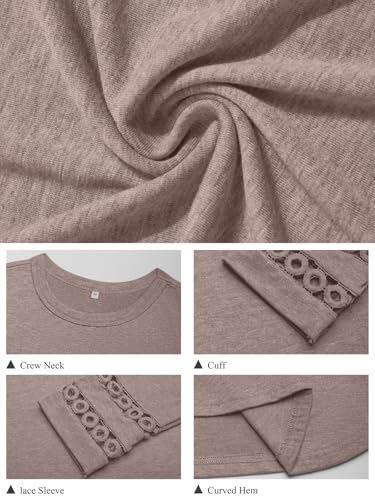 GKBK Womens Long Sleeve Tops Business Dressy Casual Blouses Crewneck Loose Fit Lightweight T Shirts Cute Work Tee Ladies Tunic 2025 Fall Winter Fashion Clothes Trendy Outfits Coffee L - Thumbnail 4