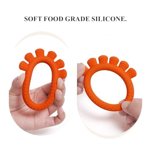 Baby Silicone Teething Ring Toys for 0-6,6-12 Months Boys and Girls,Chew Teether Stuff for Infant,Newborn Must Have Essentials,BPA Free,Soft and Textured. (Pink) - Thumbnail 3