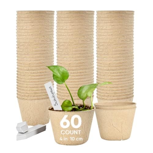 Chunsvia 60 Pack 4 Inch Seed Starter Peat Pots with Plant Labels - Image 1