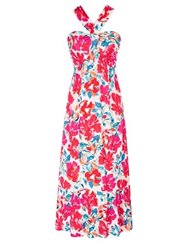 2024 Women's Summer Halterneck Flowy A Line Floral Maxi Long Dresses Multicolor S - Image 1