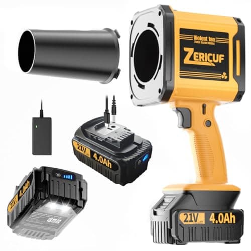 Leaf Blower Cordless with 2×4.0 Ah Battery and Charger[Battery with Outdoor LED Light+Stepless Speed Control] 21V 180MPH Handheld Electric Leaf Blower for Patio & Garden Dust Leaves CleaningCar Wash