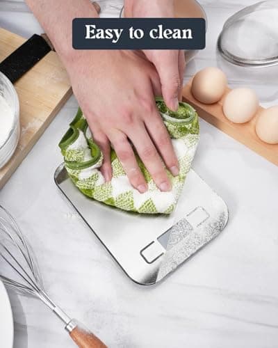 HFLYJPYW Digital Kitchen Scale, 11lb Stainless Steel Food Scale with LCD Display, 6 Units Tare Function, 0.05oz/1g Precision for Baking (White) - Thumbnail 6