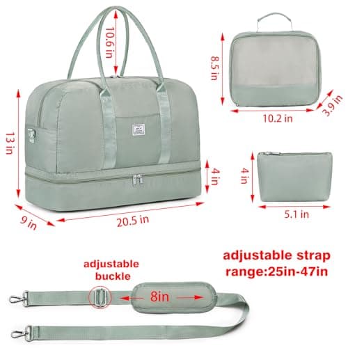 IBFUN Weekender Bags for Women, 3PCS 21" Large Travel Duffle Carry On with Crossbody Bag & Toiletry Bag, Water-Resistant Shoe Compartment, Trolley Sleeve, for Business Weekend Overnight Trips - Thumbnail 4