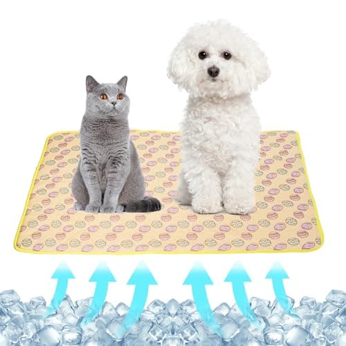 NACOCO Pet Cooling Mat Cat Dog Cushion Pad Summer Cool Down Comfortable Soft for Pets and Adults (L, Yellow)