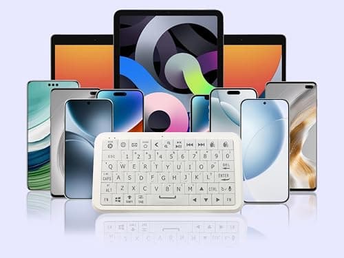 Winmaxle Mini Keyboard with Bluetooth 5.0/2.4G Dual Mode, Gyroscopic Motion Mouse, 64 Keys, RGB Backlight Options, Rechargeable Battery, Type-C Win/iOS/Android/(White) - Thumbnail 3