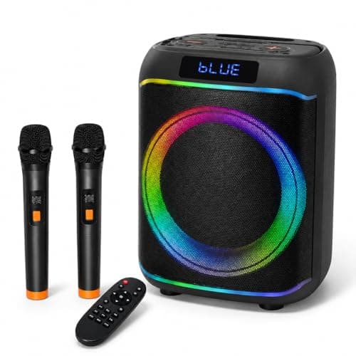 QAU Bluetooth Speaker, 80W Peak Power Wireless Party Speakers with Deep Bass, Portable Loud Stereo Sound Large Subwoofer with Led Light Show for Party Outdoor Camping(Black) - Image 1