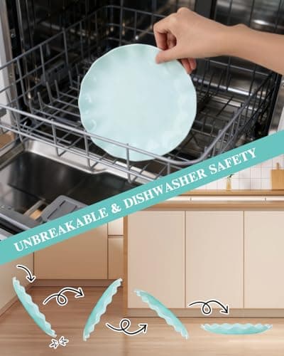 LIYH 20 Pcs 7.5 Inch Ice Blue Plastic Scalloped Plates Reusable - Unbreakable Dessert Plastic Cake Plates Dishwasher Safe Perfect for Party Birthday - Thumbnail 5