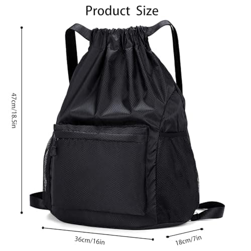 Dntorx Drawstring Backpack, Gym Bag with Water Bottle Pocket, Drawstring Sackpack, Waterproof String Backpack for Soccer, Basketball, Swim for Women Men - Thumbnail 2