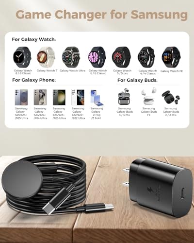 2 in 1 for Samsung Watch Charger, 25W USB C Fast Charger Compatible with Galaxy Watch 8/8 Classic/Ultra/7/6/6 Classic/5 Pro/5/4/4 classic/3/Active2/FE & Galaxy S26/S25/S24/S23/S22/21 & for iPhone 17 - Thumbnail 4