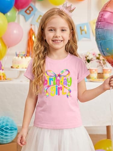IsPICK Birthday Girl Shirt Toddler Kid Birthday Graphic Tee 4-12 Years - Thumbnail 2